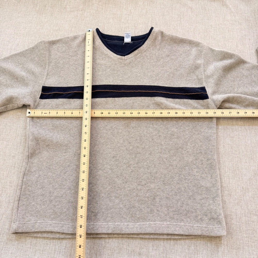 Vintage Gap Fleece Pullover Mens XL V Neck Stripe Long Sleeve Y2K 2000s 90s Prep - Picture 4 of 5